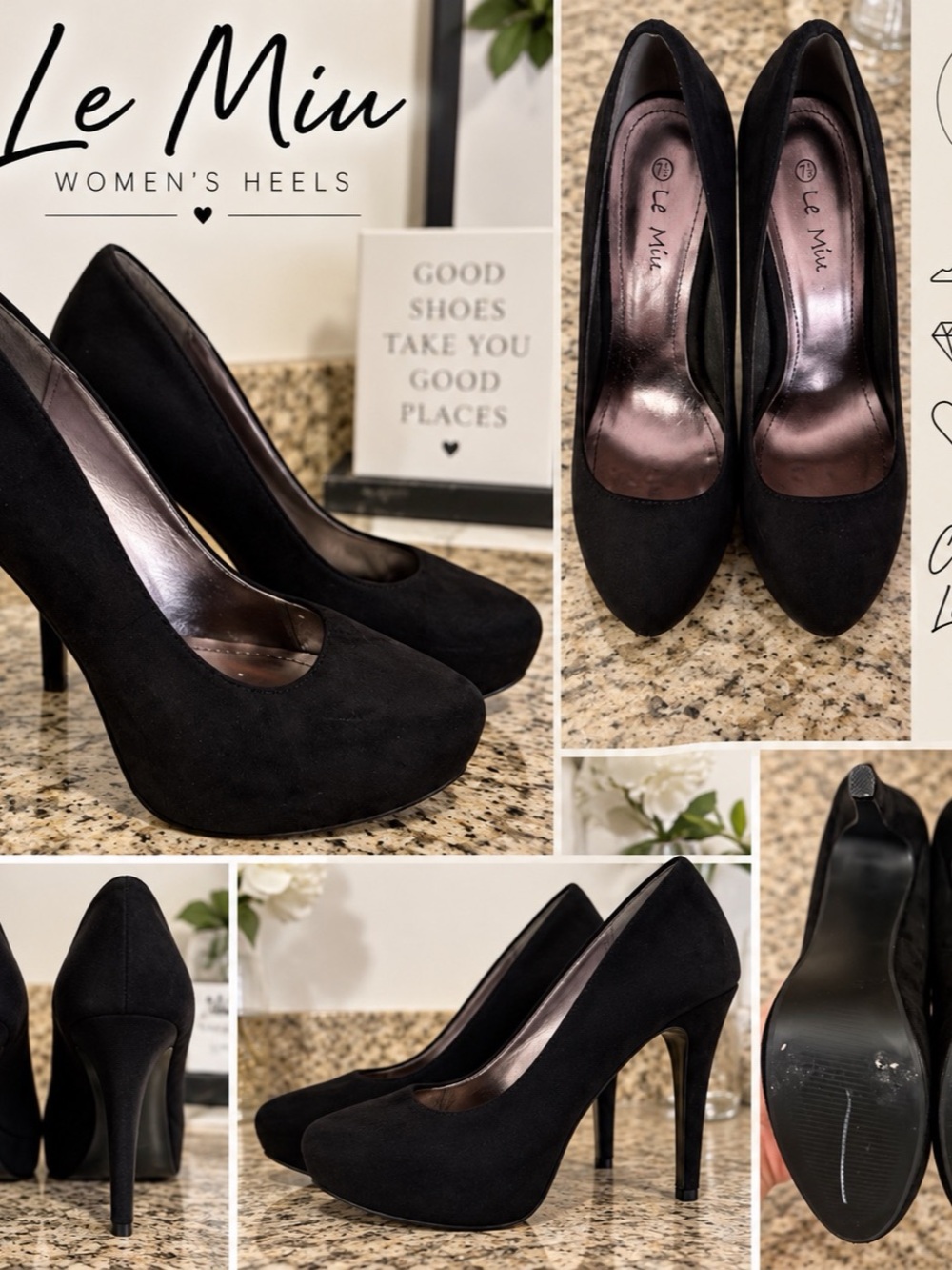 Le Miu Black Platform Stiletto High Heel Pumps Size 7.5